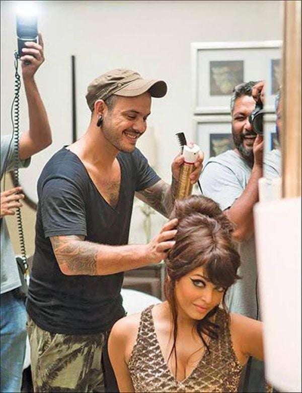 Danial Bauer preparing Aishwarya Rai Bachchan for Noblesse photoshoot