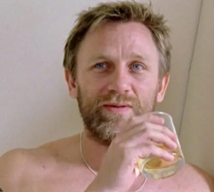 Daniel Craig while enjoying an alcoholic beverage