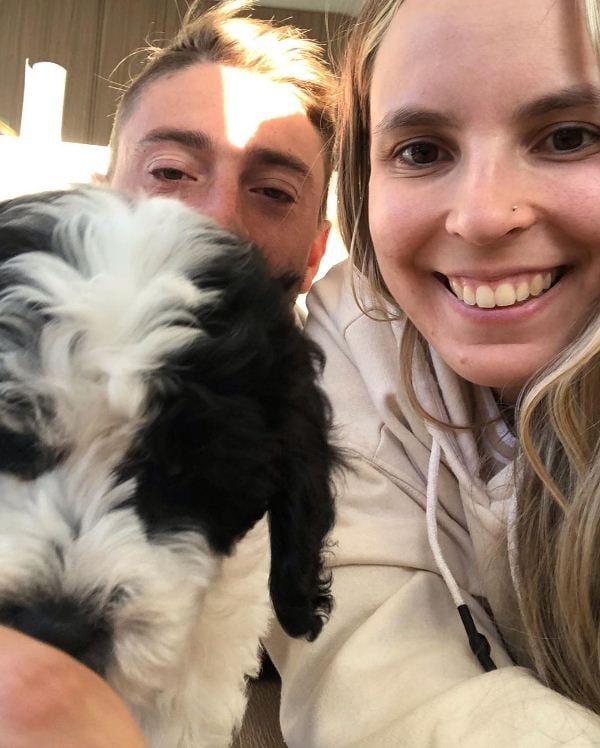 Daniel and Danii Sams with their dog, Ollie