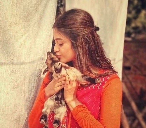 Darshana Banik with a dog