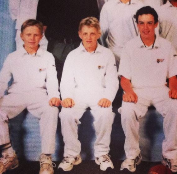 Daryl Mitchell (right) during his school cricket years