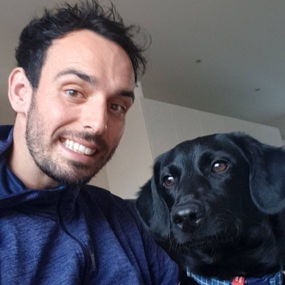 Daryl Mitchell with his pet dog