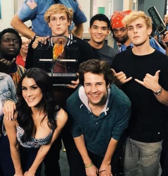 David Dobrik (bottom right) in a still from the American surreal action comedy film titled 