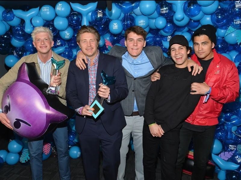 David Dobrik (centre) with all the Vlog Squad members