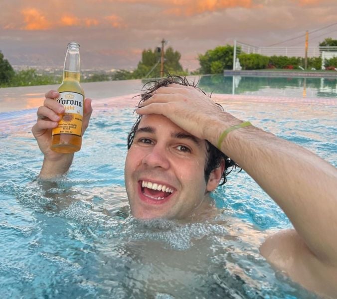 David Dobrik drinking beer