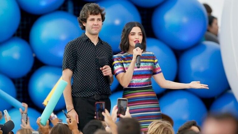 David Dobrik with actress Lucy Hale in a still from the 2019 Teen Choice Awards