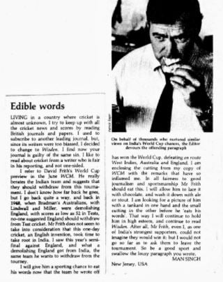 David Frith kept his promise and published a photo of himself eating the words