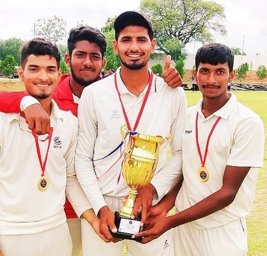 Debansu Rayaguru and his teammates with the PCPL trophy