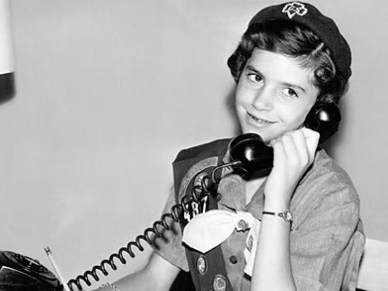 Deborah Norville wearing her Girl Scout uniform during her childhood