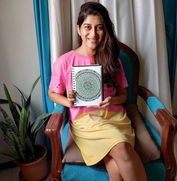 Deeksha Joshi while showcasing her doodle art