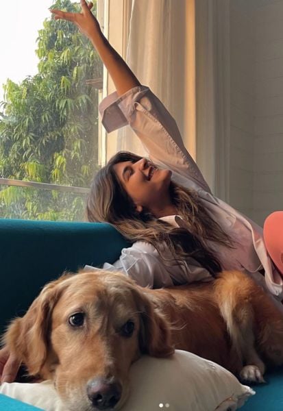 Deeksha Khurana with her pet dog Sugar