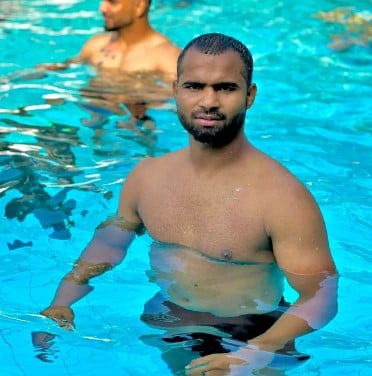 Deepak Arjun Shinde while enjoying swimming