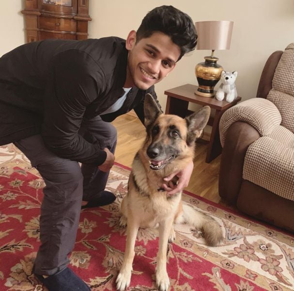 Deepak Chauhan with his pet dog