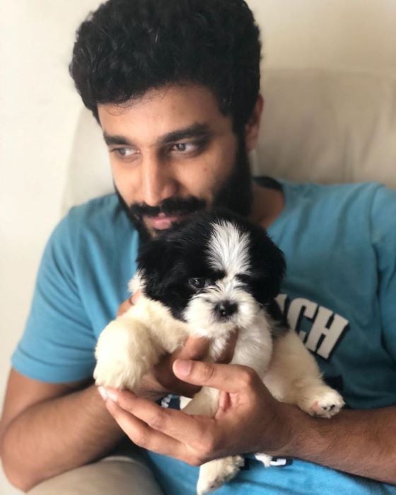 Deepak Parambol with his pet dog