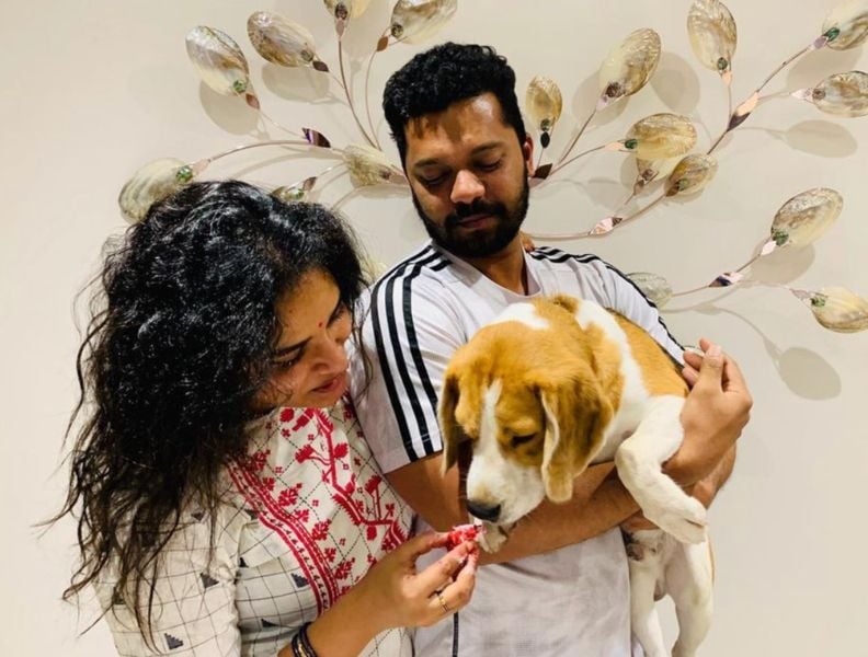 Deepak Rao with his pet dog