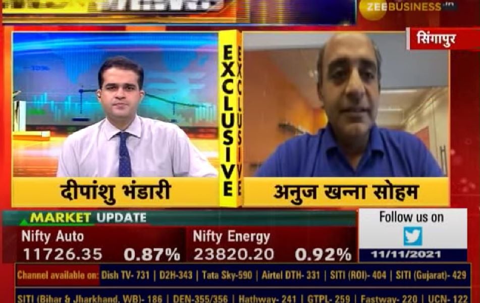 Deepanshu Bhandari hosting a news show on Zee Business