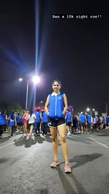 Deepti Malik after participating in a 10k night running event