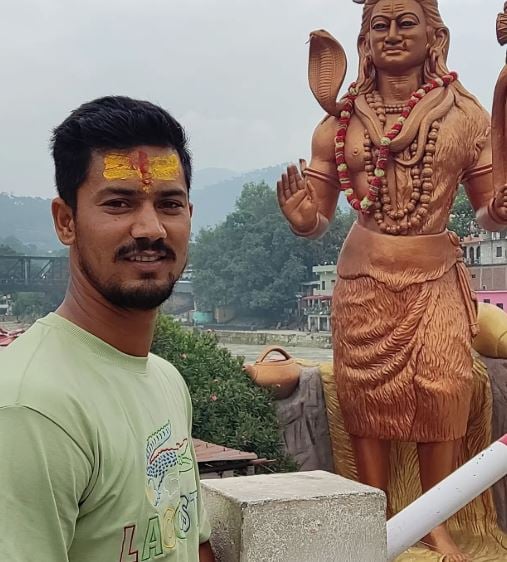 Devendra Singh Bora during a visit to Shiva temple