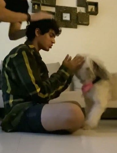 Devish Ahuja with a dog