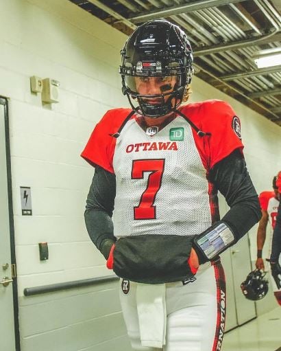 Devlin Hodges playing for the Ottawa Redblacks