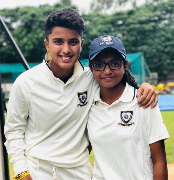 Dhara Gujjar with her teammate at the NCA cricket camp