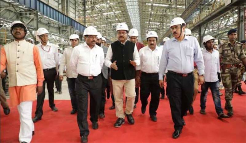 Dharmendra Pradhan during his visit to SAIL, Rourkela Steel Plant in September 2019