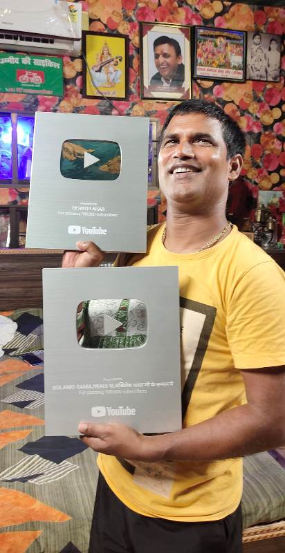 Dharmendra Solanki Dharmendra Solanki with his YouTube silver play buttons