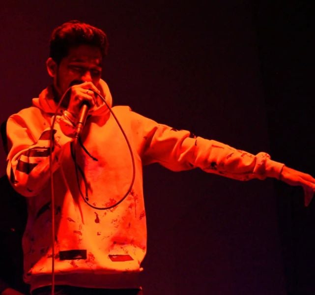 Dharmik during one of his live performances in Hyderabad