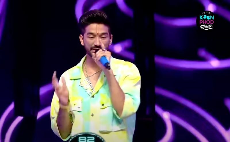 Dharmik in a still from one of his performances in season 4 of the Indian rap/hip-hop reality TV show titled 