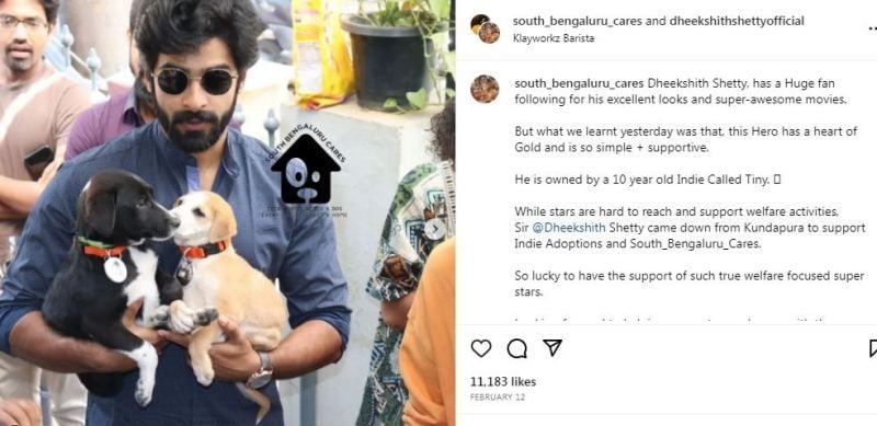 Dheekshith Shetty as a guest in a pet adoption drive organised by South Bengaluru Cares