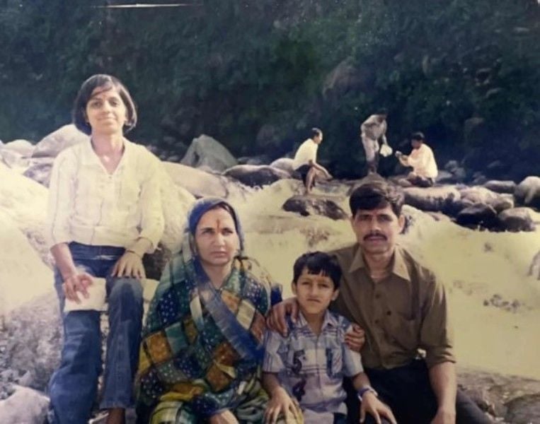 Dhruv Jurel with his family during childhood