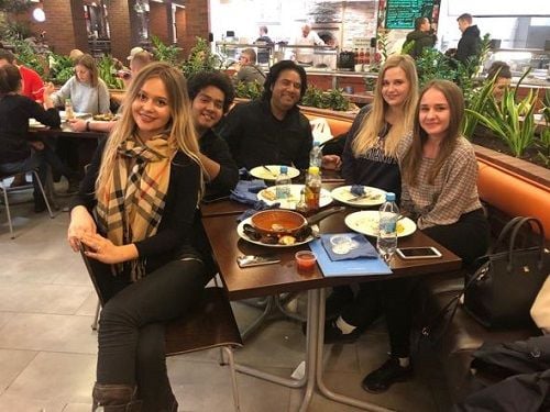 Dhruv Verma With His Father Vikas Verma, Sylwia Czech and Kinga Czech (Tango Dancer) and Adrinna Guzy (Tango dancer)