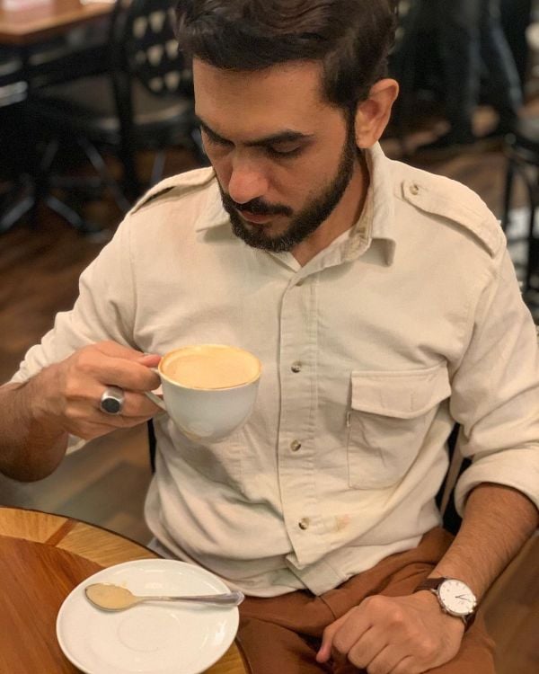 Dhruvaditya Bhagwanani while having coffee