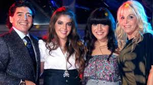 Diego Maradona with his wife Claudia Villafane and two daughters
