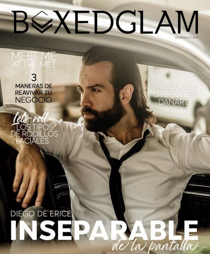 Diego de Erice featured on the cover of Boxed Glam magazine