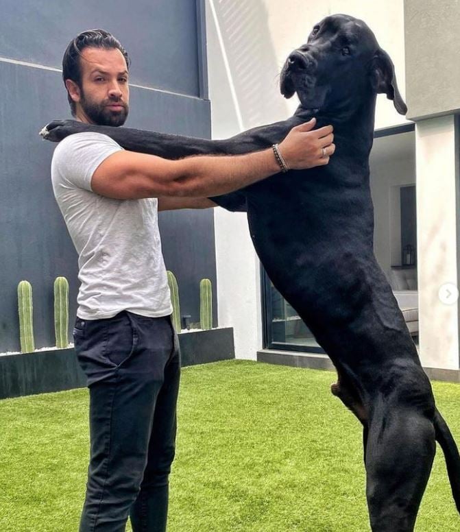 Diego de Erice with his pet dog