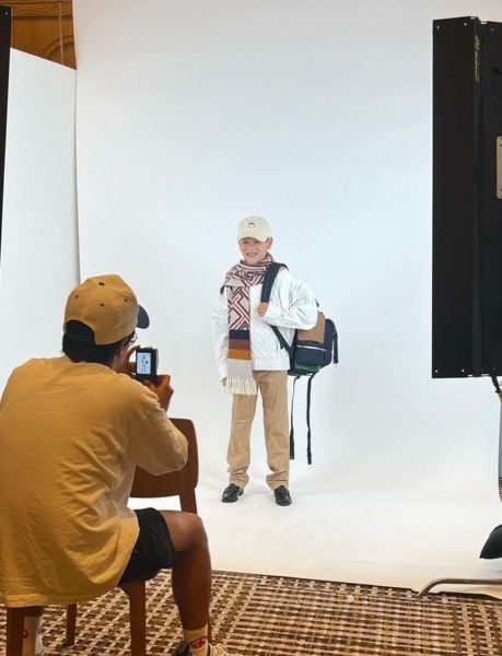 Diezel Ortis during the shoot of the Tommy Hilfiger commercial in 2023
