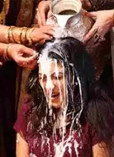 Digangana Suryavanshi having a milk bath on her birthday