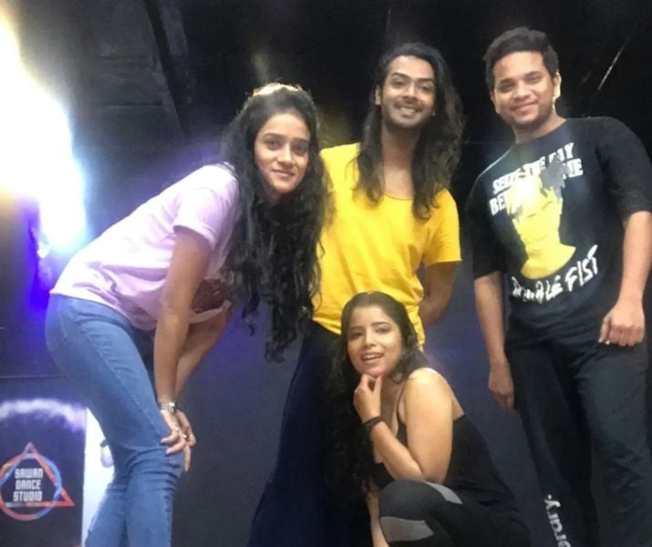 Diiksha Nagpal (extreme left) during the practice session for the song titled 