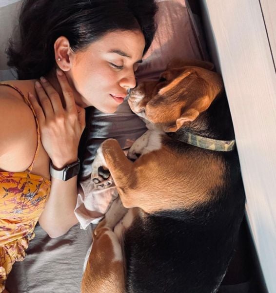 Diljot Chhabra with her pet dog Mox