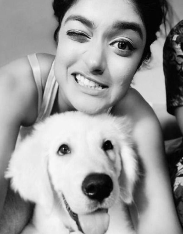 Dimple Hayathi with her pet