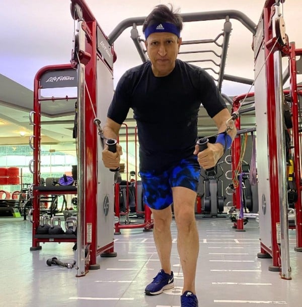 Dinesh Thakkar working out in a gym