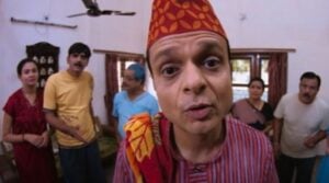 Dipen Raval (second from left) in a still from the Gujarati film Grand Hali