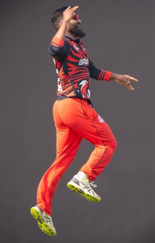Dipendra Singh Airee playing for Montreal Tigers in the first season of Global T20 Canada in 2023