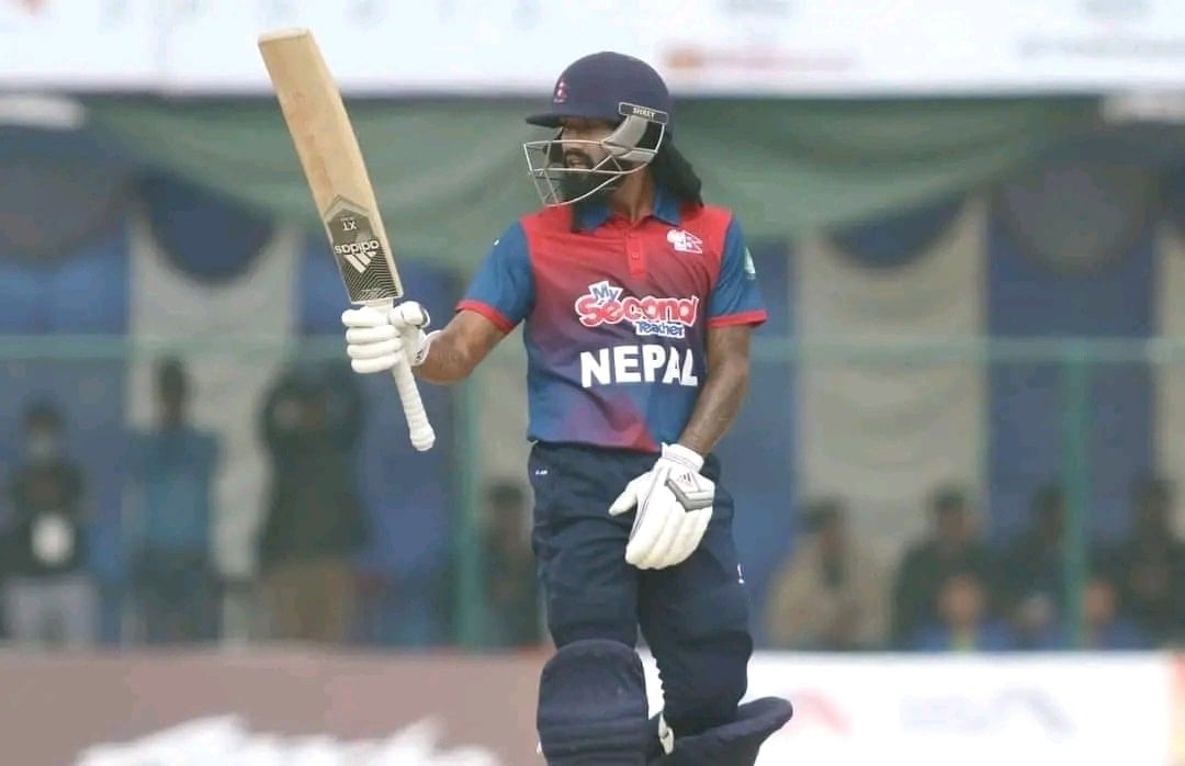 Dipendra Singh Airee playing in a T20I match