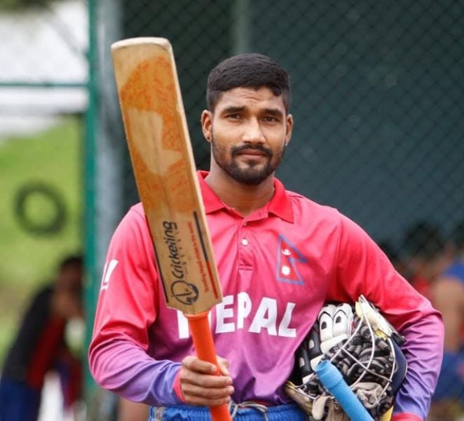 Dipendra Singh Airee playing in an ODI match