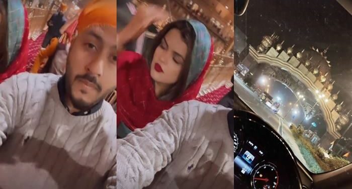 Dishu with her husband at Harminder Sahib