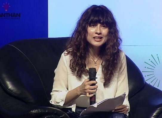 Divya Dwivedi answering questions during an interview