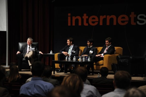 Divya Narendra with Winklevoss brothers in an event