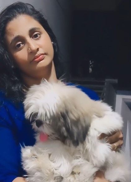 Divya Sreedhar with her pet